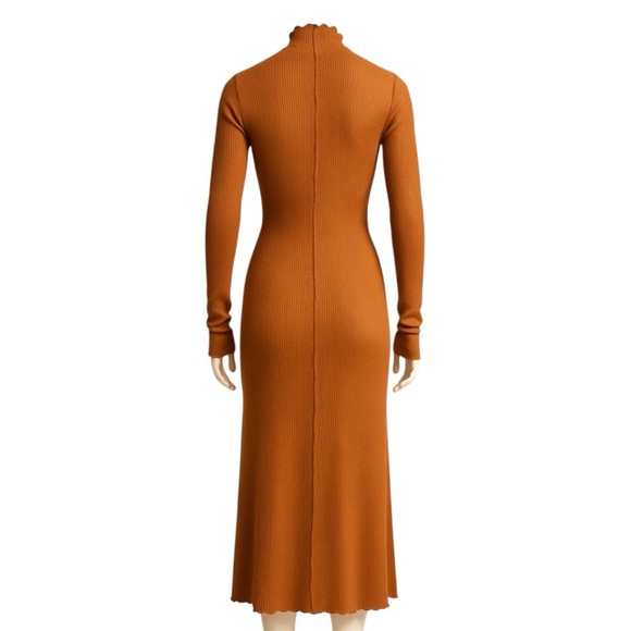CULTURE CODE ribbed knit mock neck bodycon orange midi dress women's small - Picture 5 of 12